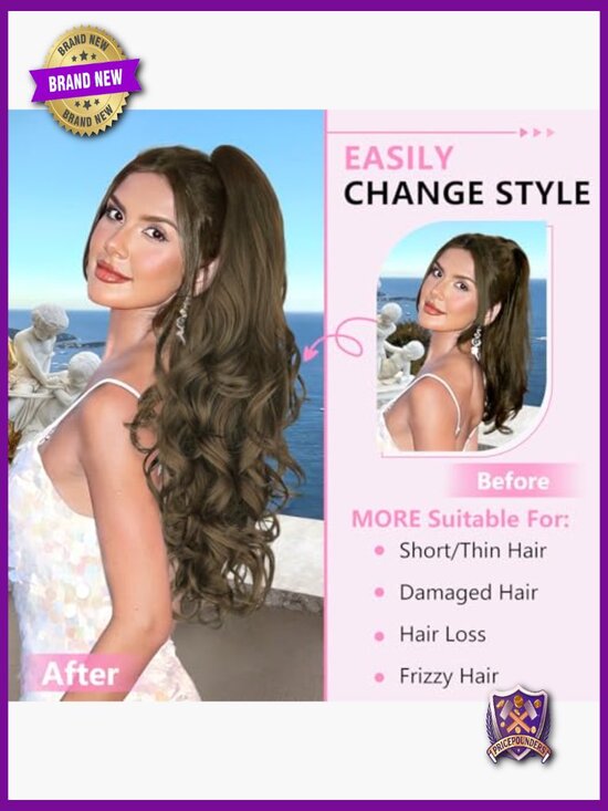 24 inch Claw Clip Long Wavy Ponytail Extension Glueless main image 5